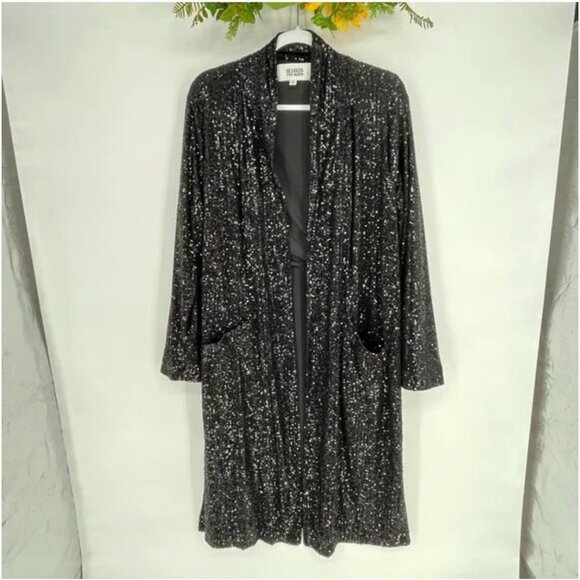 BB Dakota Steve Madden Sequin Duster Jacket M Festival Taylor Swift Concert Vibe - Picture 3 of 13
